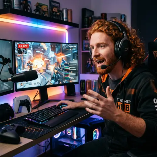 Excited Spanish Male Live Streamer and Video Game Commentator