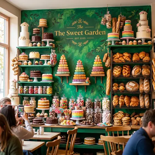 Green Nugget-themed Sweetshop Delight Wallpaper