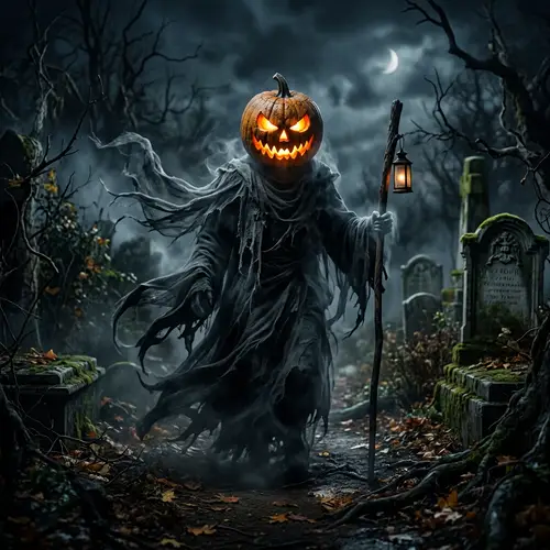 Mysterious Phantom in a Pumpkin Mask