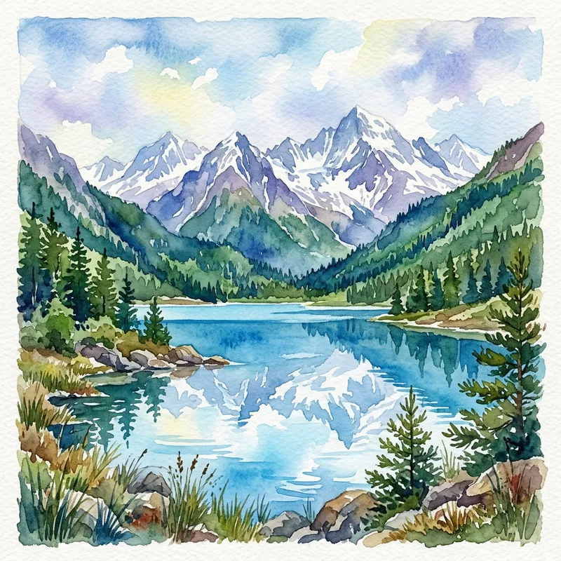 Eye-Catching Mountain Landscape Watercolor Art Eye-Catching Mountain Landscape Watercolor Art