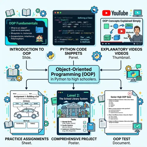 Senior High School OOP Educational Toolkit: Python, Videos, Exercises