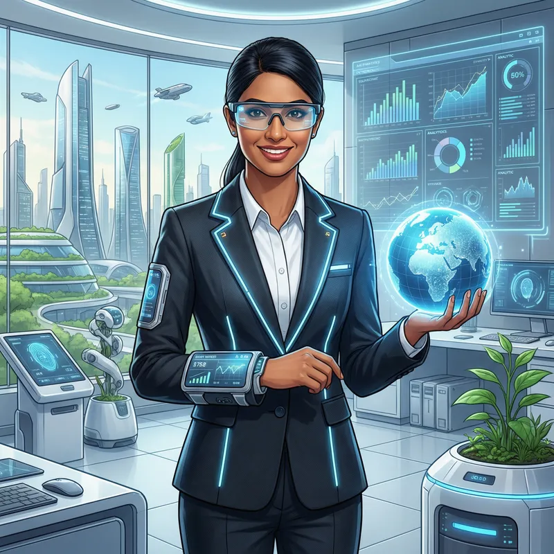 Futuristic South Asian Female Entrepreneur Futuristic South Asian Female Entrepreneur
