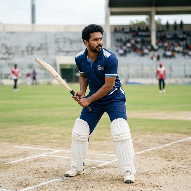 Virat Kohli - Blue Cricket Uniform with Bat