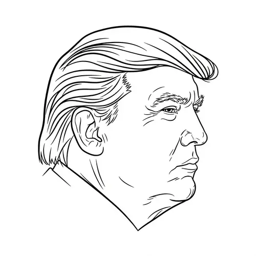 Outline Drawing of Trump's Head Profile