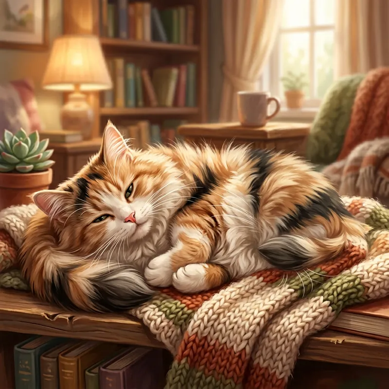 Cute Calico Cat - Domestic Feline Illustration Cute Calico Cat - Domestic Feline Illustration