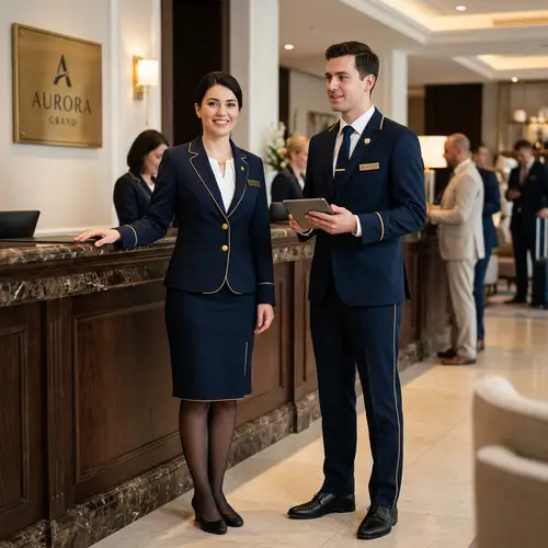 Elegant Dark Receptionist Uniforms for Men & Women