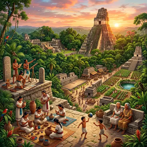 Ancient Mayan Civilization in Tropical Jungle