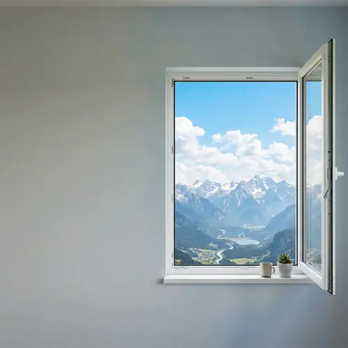 Serene View Through a White Plastic Window