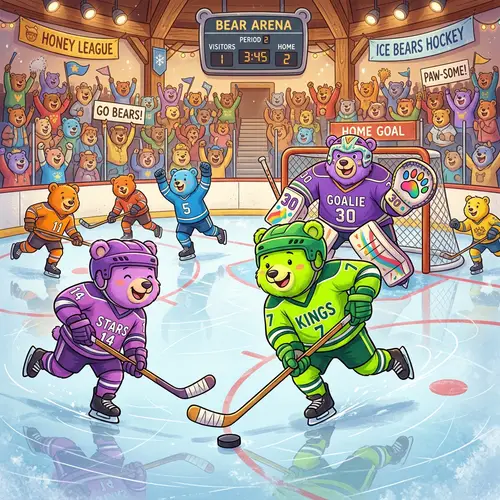 Whimsical Grateful Dead Bears Ice Hockey Game