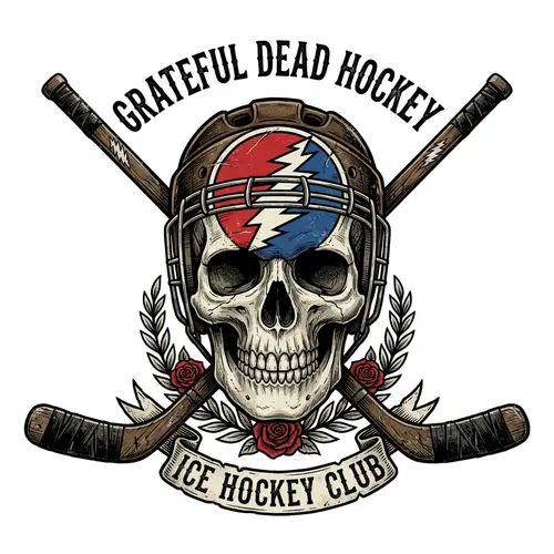 Grateful Dead Inspired Skull & Hockey Sticks Art