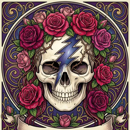 Feminine Steal Your Face Skull Art with Roses