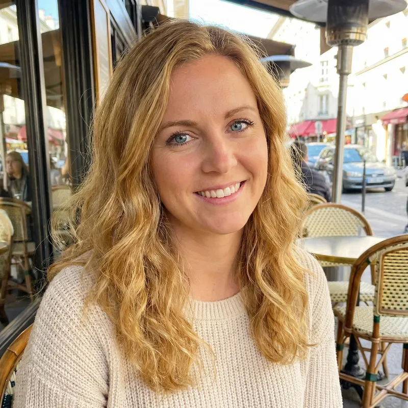 Stunning Blonde Woman with Blue Eyes