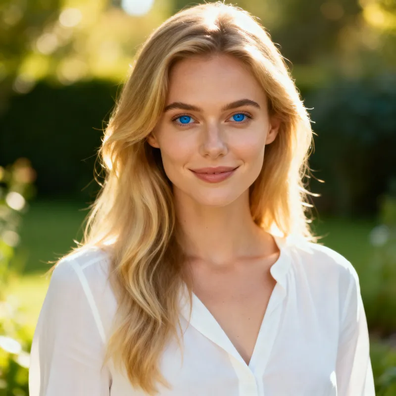 Stunning Blonde Woman with Blue Eyes