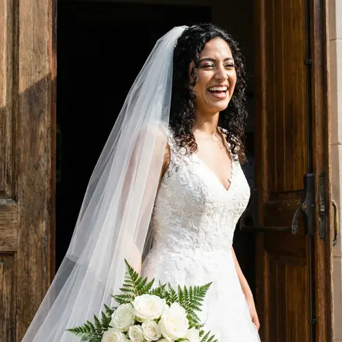 Latinx Woman in Elegant Wedding Gown | Wedding Day Joy