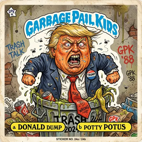 Funny Trump Expressions Inspired by Garbage Pail Kids