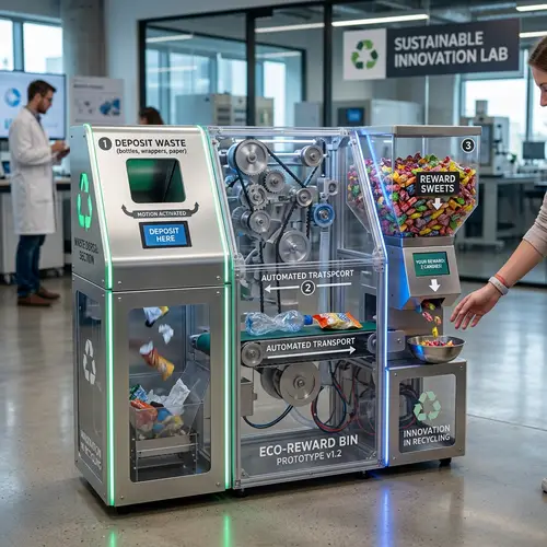 Innovative Prototype Dustbin with Waste Disposal and Candy Reward System