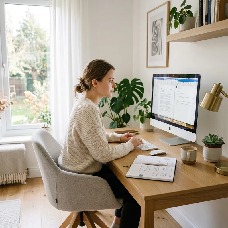 Girl's Office with Computer and Planner on Desk
