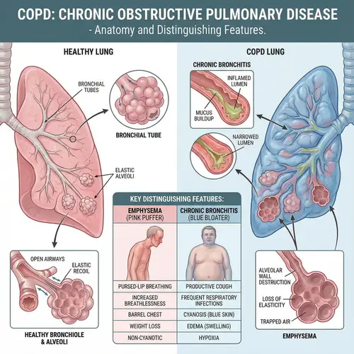 COPD Anatomy Medical Chart: Emphysema vs. Bronchitis