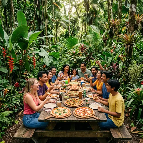 Jungle Pizza Party: Colorful Feast in the Heart of Nature