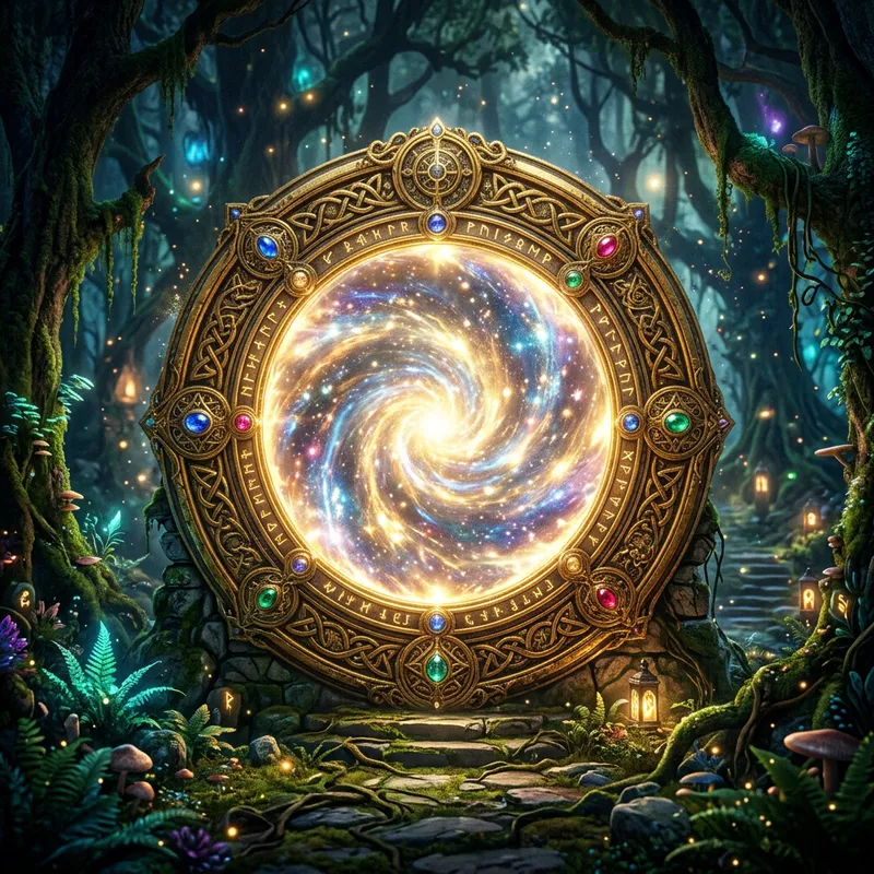 Fantasy Portal: Mystical Round Light Frame and Gateway