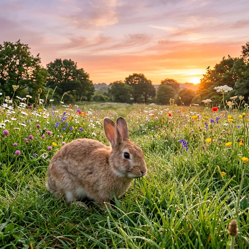 Fluffy Rabbit in Serene Meadow Fluffy Rabbit in Serene Meadow