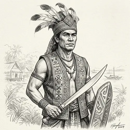 Filipino Man in Traditional Attire - Lapu-Lapu Inspired Drawing