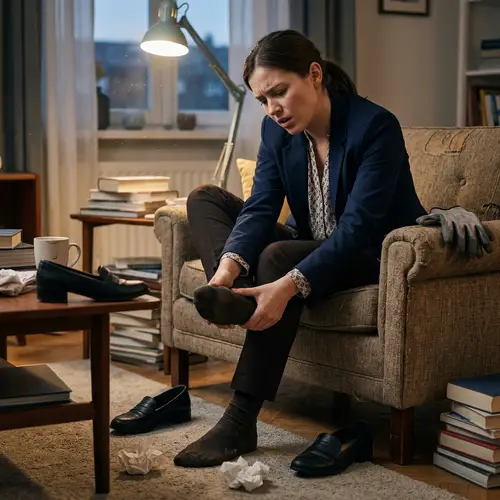 Girl with Smelly Feet After Work