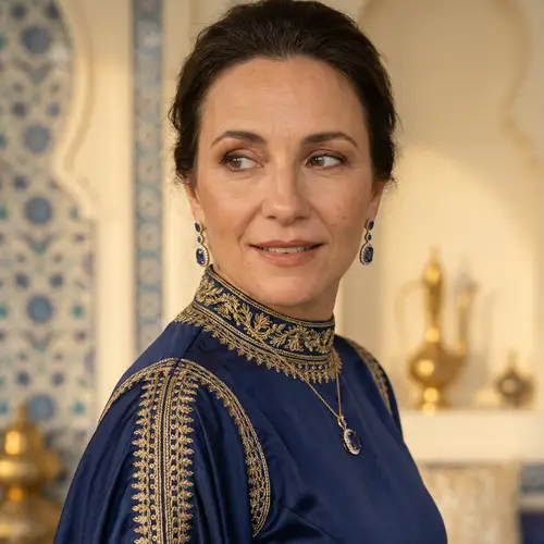 Elegant Woman in Navy Blue Dress | Luxury Photography