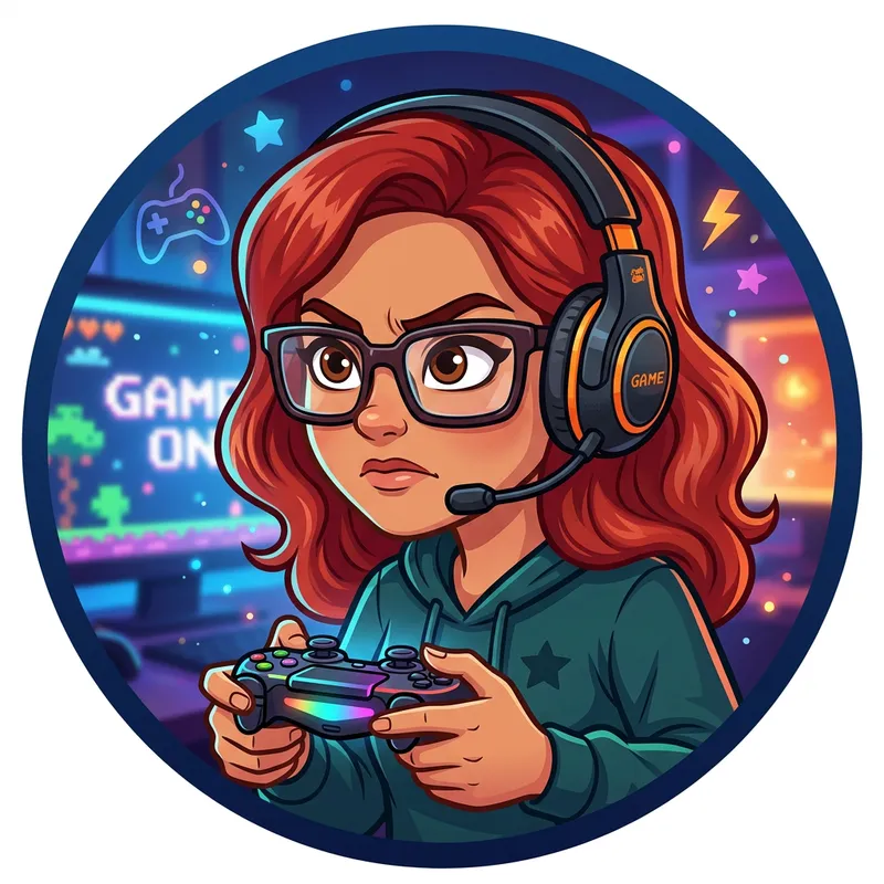 Comical Female Gaming Avatar Icon Design