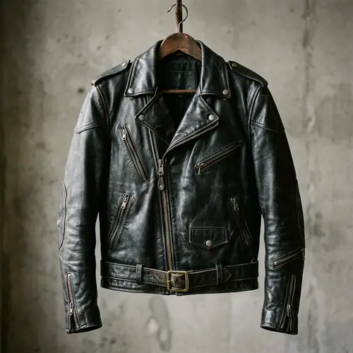 Classic Black Leather Biker Jacket - Stylish & Rugged Look