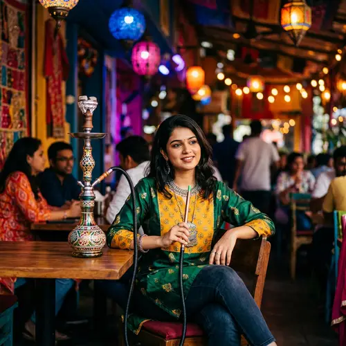 Vibrant Shisha Experience in High-Fashion Style