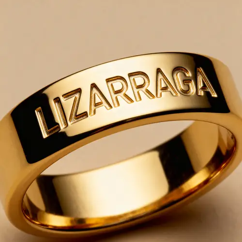 Luxurious Yellow Gold Signet Ring with LIZARRAGA