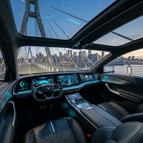 Futuristic Car Interior Design on Bridge