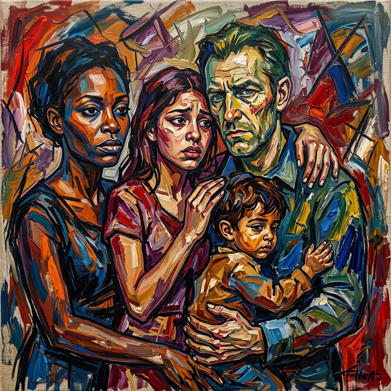 Family Expressionist Art: Emotional Portrait