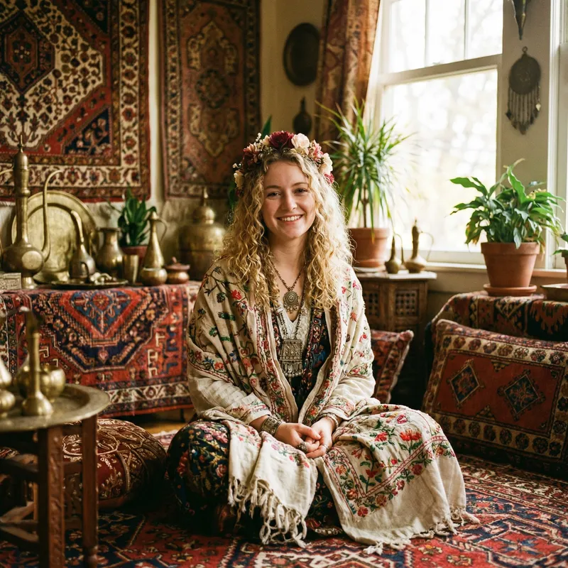 Intricate 19-Year-Old Blonde Woman by Steve McCurry, Hypermaximalist Style