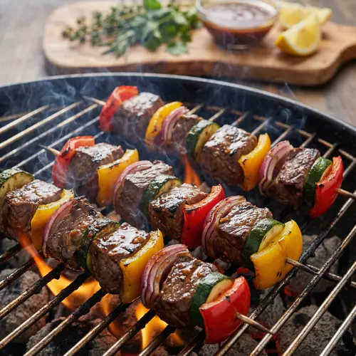 Delicious Steak Kebabs: Sizzle, Char Marks & Vibrant Colors