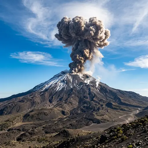 Majestic Volcano Against Vivid Blue Sky