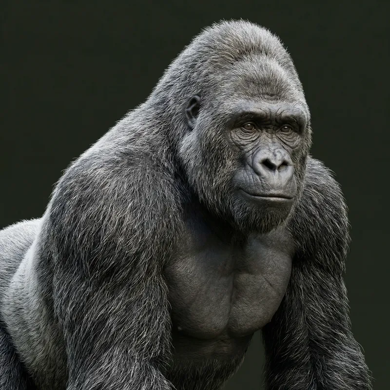 Detailed Digital Render of Gentle-Eyed Silverback Gorilla