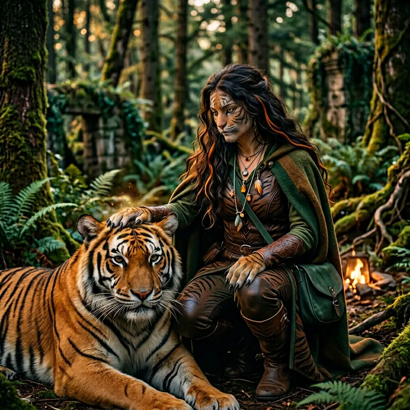 Sexy Witch and Tiger Fusion Art