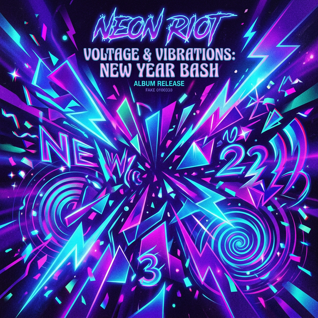 Neon Blue & Purple Retro Style Album Cover Design | AI Art