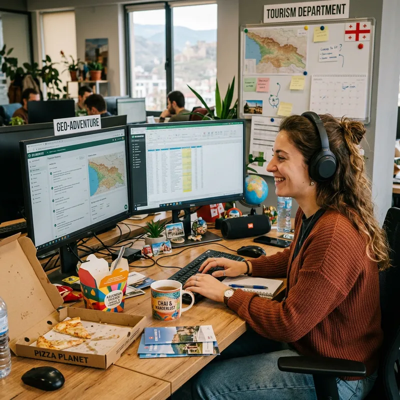 Youthful Tourism Manager with Brown Hair | Office Work in IT Company