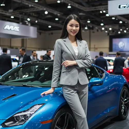 Woman at Auto Car Show - Discover the Latest Models