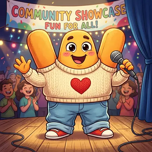 Cheerful W Mascot Design with Microphone