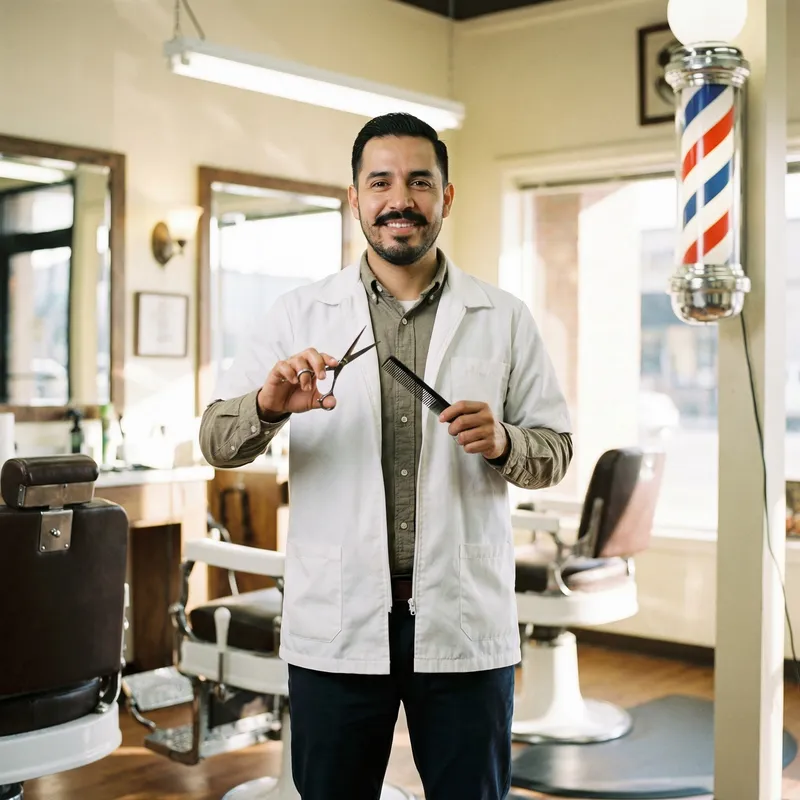 Experienced Hispanic Barber with Style | Barber Shop Portrait