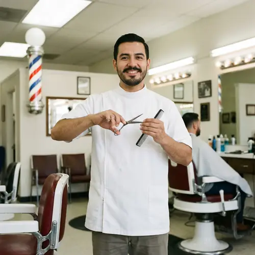 Professional Hispanic Barber with Confidence | Barber Shop Portrait