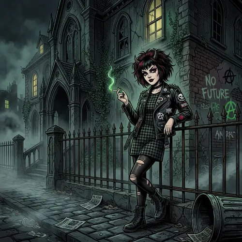 Gothic Horror/Punk Illustrated She-Devil: '60s Era Fashion