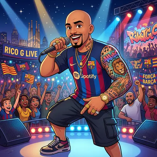 Hispanic Rapper with Barcelona Shirt and Tattoos | Disney Style
