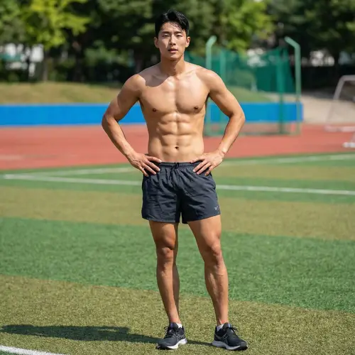 Handsome Korean Athletic Man - Six Pack Abs
