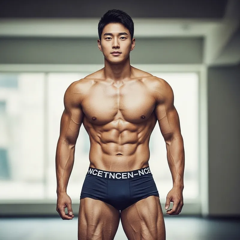Handsome Korean Athletic Man - Six Pack Abs