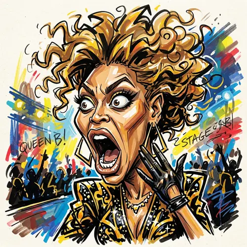 Exaggerated Caricature of Beyonce in Acrylic Markers